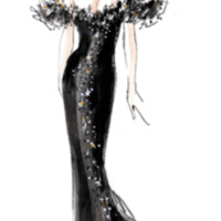 Sketch of the stars and tulle dress