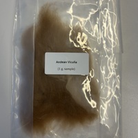 Andean vicuña fiber in clear plastic envelope packaging