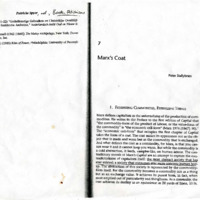 "Marx's Coat" by Peter Stallybrass